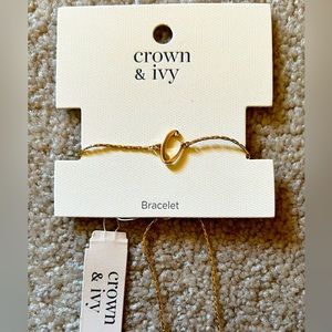 Crown & Ivy gold C initial bracelet